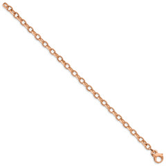 14K Rose Gold 8.5 inch 5mm Hand Polished with Ridged Edge Fancy Link Fancy Lobster Clasp Bracelet