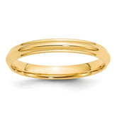 14k Yellow Gold 3mm Half Round with Edge Wedding Band