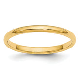 14k Yellow Gold 2mm Lightweight Half Round Wedding Band
