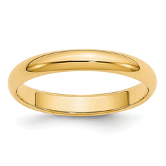 14k Yellow Gold 3mm Lightweight Half Round Wedding Band Size 14