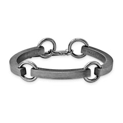 Sterling Silver Black Plate Avg Vicenza Staus Link Bracelet