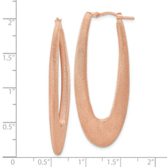 Sterling Silver Rose Gold-plated Elongated Brushed Oval Hoops