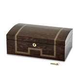 Luxury Giftware Tiger Eye Veneer w/Scrolled Inlay Locking Wooden Jewelry Chest