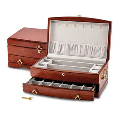 Luxury Giftware by Jere Matte Cherry Finish Bubinga Veneer 1-drawer Locking Wooden Jewelry Chest