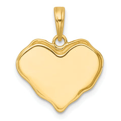 14k with White Rhodium Polished And Brushed Butterfly and Flowers In Wavy Heart Pendant