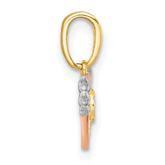 14k with White Rhodium and Rose-tone Heart With Wings Charm