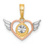 14k with White Rhodium and Rose-tone Heart With Wings Charm