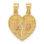 14k Two-tone Polished Break-Apart Heart With TE AMO And Roses Pendant