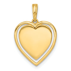 14k with White Rhodium Polished Multi Color Enamel Eye In Heart Charm