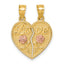 Break-Apart Heart Pendant in 14K Two-Tone Gold with Love & Roses, 19mm - Sophia Jewelers