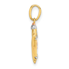 14k with White Rhodium and Rose-plating Polished Gingerbread Man Charm