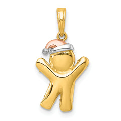 14k with White Rhodium and Rose-plating Polished Gingerbread Man Charm