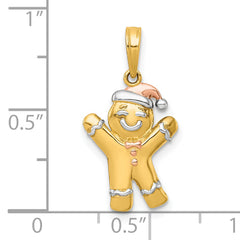 14k with White Rhodium and Rose-plating Polished Gingerbread Man Charm