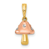 14k with White Rhodium and Rose-plating Polished 3-D Mushroom Charm