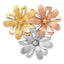 14k with White and Rose-tone Rhodium Brushed and Polished Three Flowers Chain Slide Pendant