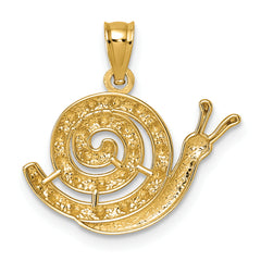 14k Polished Textured and Diamond-cut Snail Pendant