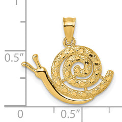 14k Polished Textured and Diamond-cut Snail Pendant