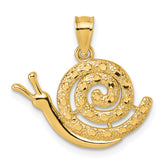 14k Polished Textured and Diamond-cut Snail Pendant