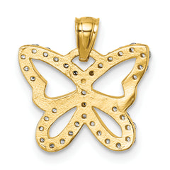14k Polished CZ Cut Out Wing Butterfly Pendant