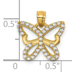 14k Polished CZ Cut Out Wing Butterfly Pendant