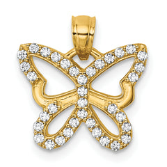 14k Polished CZ Cut Out Wing Butterfly Pendant