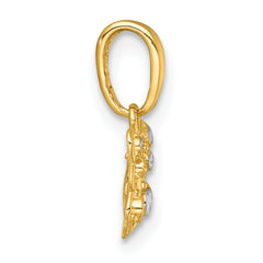 14k with White Rhodium Polished Butterfly Charm