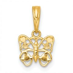14k with White Rhodium Polished Butterfly Charm