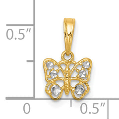 14k with White Rhodium Polished Butterfly Charm