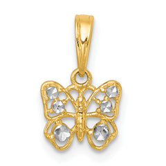 14k with White Rhodium Polished Butterfly Charm
