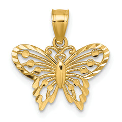 14k Polished and Diamond-cut Cut-out Butterfly Pendant