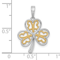 14k with White Rhodium Polished Fancy 3-Leaf Clover Charm