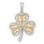 14k with White Rhodium Polished Fancy 3-Leaf Clover Charm