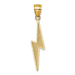 14k Polished Diamond-cut Textured Lighting Bolt Pendant