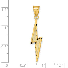 14k Polished Diamond-cut Textured Lighting Bolt Pendant