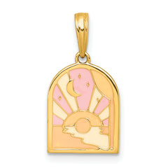 14k Polished Multi Color Enamel Sunset and Moon Charm
