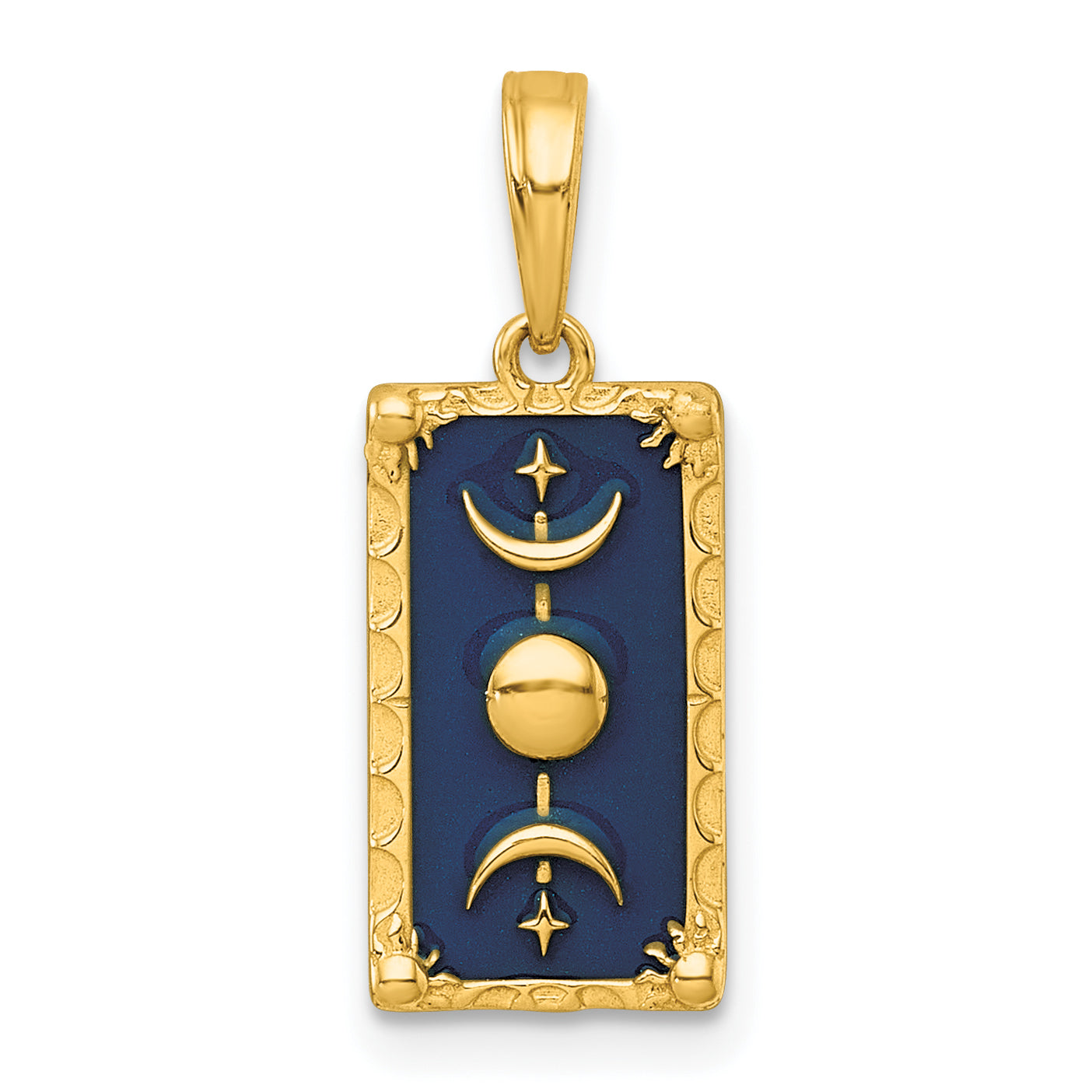 14k Polished Blue Enamel Moon Cycle Charm