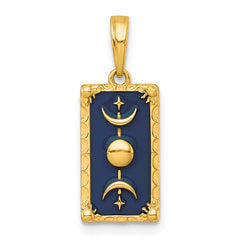 14k Polished Blue Enamel Moon Cycle Charm