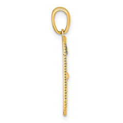 14k with White Rhodium Polished Blue Enamel Sun Moon and Stars Charm