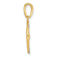 14k with White Rhodium Polished Sun With Solar System Orbit Charm