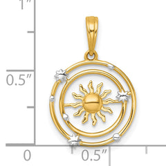 14k with White Rhodium Polished Sun With Solar System Orbit Charm