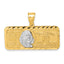 14k Polished with Rhodium Diamond-cut 100 Dollar Bill Pendant