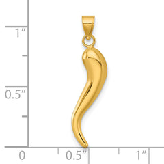 14k Polished Hollow 3D Italian Horn Pendant