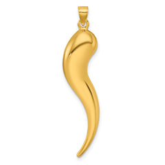 14k Polished Hollow 3D Italian Horn Pendant