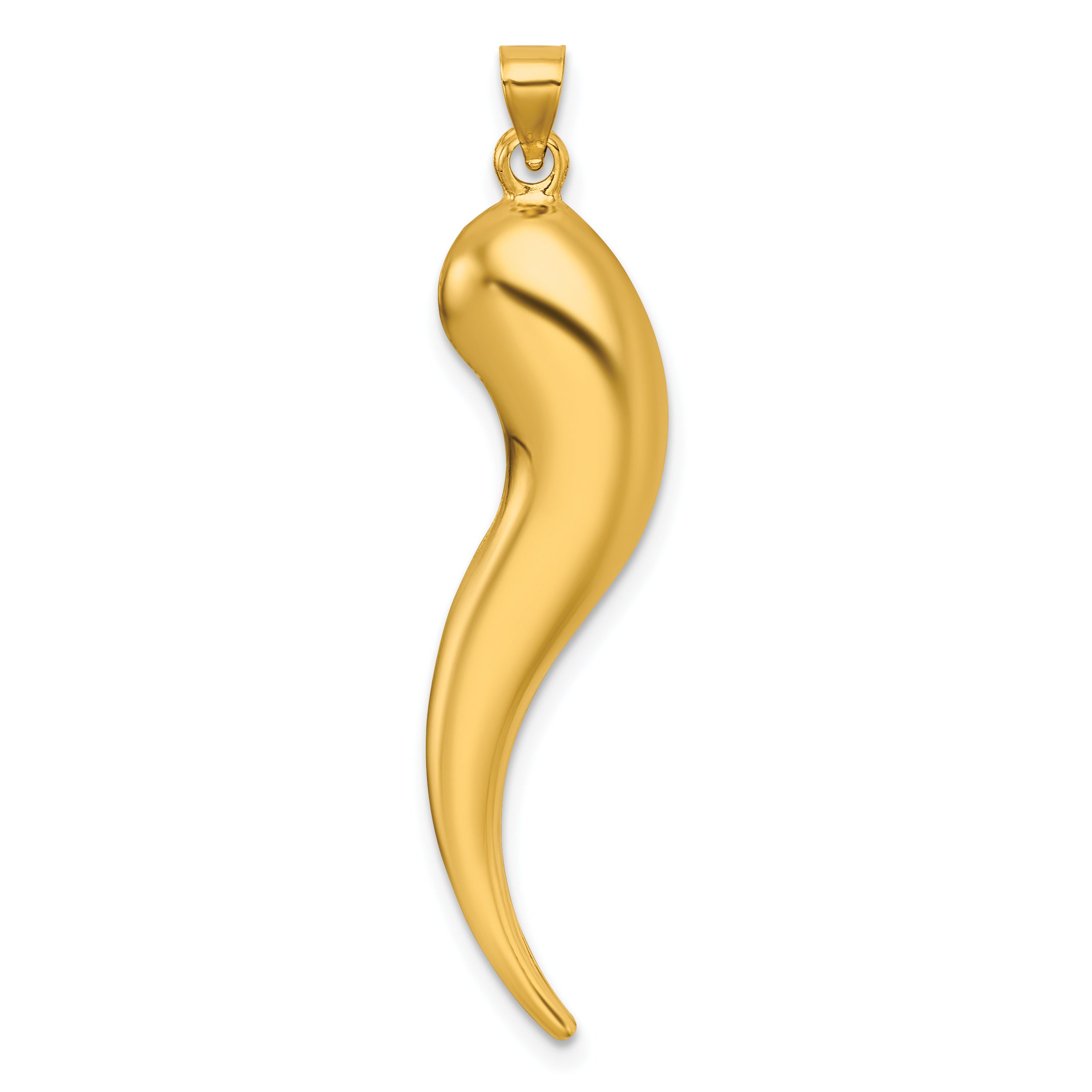 14k Polished Hollow 3D Italian Horn Pendant