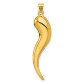 14k Polished Hollow 3D Italian Horn Pendant