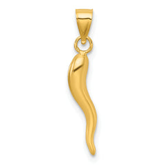 14k Polished Hollow 3D Italian Horn Pendant
