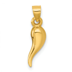 14k Polished Hollow 3D Italian Horn Pendant