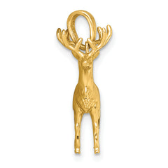 14k Polished 3-D Reindeer Charm