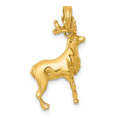 14k Polished 3-D Reindeer Charm