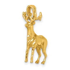 14k Polished 3-D Reindeer Charm